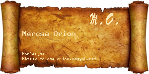 Mercsa Orion névjegykártya